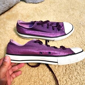 Girls Purple Glitter Converse Shoes